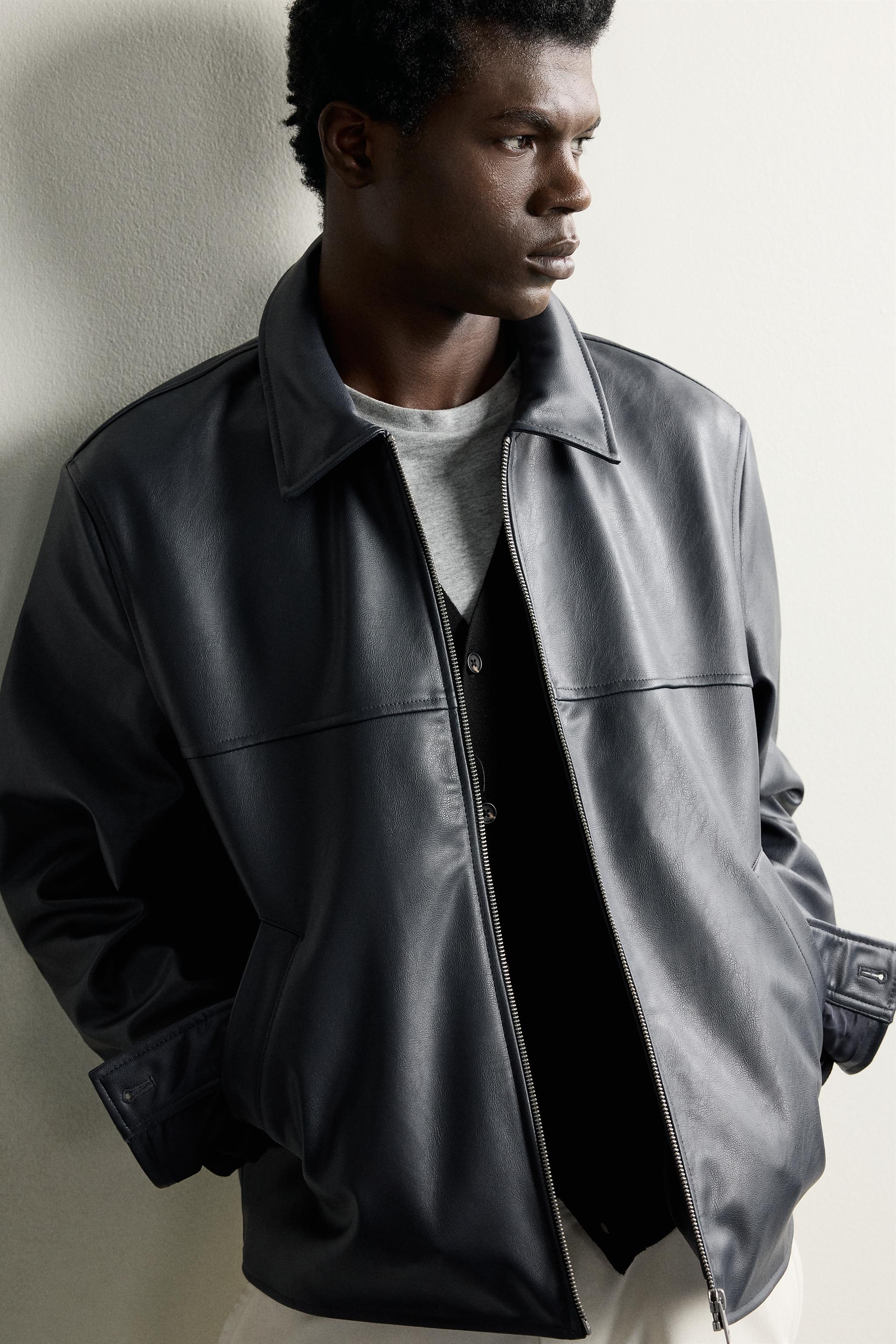 BLOUSON REGULAR FIT EFFET MATIÈRE SYNTHÉTIQUE